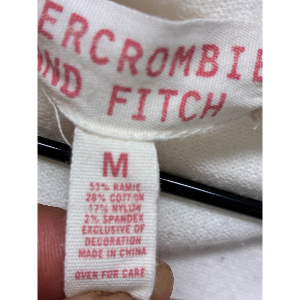 Abercrombie & Fitch Zip Up Knit Hoodie Coquette Y2K O-Ring Sweater M White - Picture 7 of 11